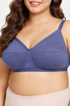 Rosaline Everyday Double Layered Non Wired Full Coverage Super Support Bra - Blue Depth — thumbnail 4